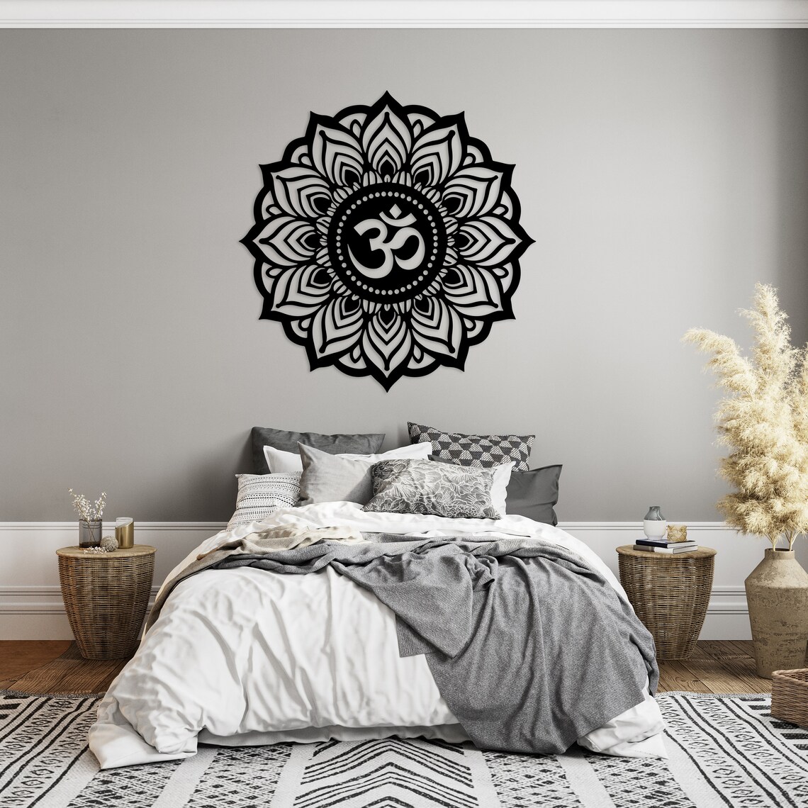 Om Mandala Metal Wall Art, Inspirational Wall Art, Yoga Room Decor ... - Modern Minimalist Wall Art For Yoga Rooms