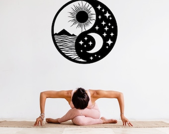 Modern Yin Yang Metal Wall Art, Sun and Moon Metal Wall Decor, Contemporary Zen Room Decor, Spiritual Decoration, Yoga Gifts for Yoga Lovers