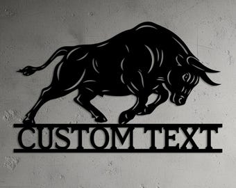 Custom Bull Metal Sign, Man Cave Wall Art, Fireplace Decor, Gym Name Sign, Ranch Gift for Him, Ledge Cabin Sign, Personalized Farmhouse Sign
