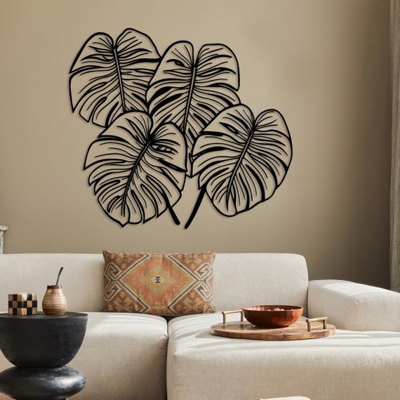 Monstera Blatt Metall Wandkunst, Blumenwanddekor, Baum Wanddekor,  Schlafzimmer Wanddekoration, Monstera Blatt Dekor, groe Wandkunst fr  Wohnzimmer - Etsy.de