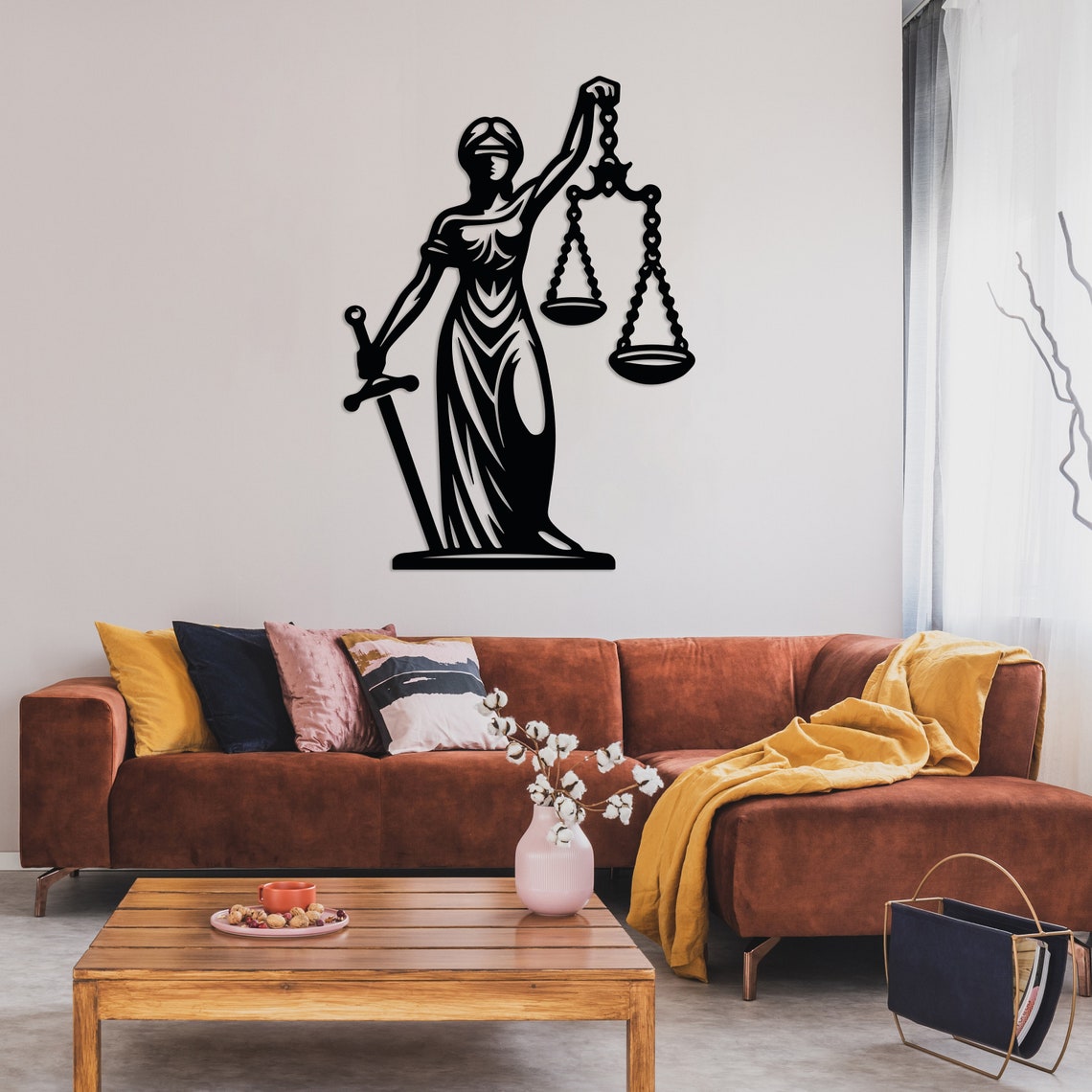 Metal Themis Wall Art, Lady Justice Wall Decor, Law Firm Wall Decor ...