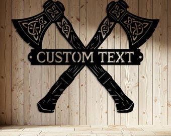 Custom Viking Axe Metal Sign, Personalized Garage Wall Art, Nordic Axe Decor for Man Cave,Above Couch Decor, Above Fireplace Wall Art