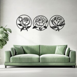 Metal Peony Wall Art, Flowers Set Metal Wall Decor, 3d Flower Wall ...
