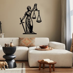 Metal Themis Wandkunst, Lady Justitia Wanddekor, Kanzlei Wanddekor, beste Geschenke für den Abschluss des Doktors, Bürowanddekor, Metallwanddekor