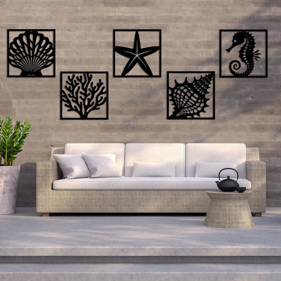 Coastal Metal Wall Art, Tropical Wall Art Sets, Beach House Wall Decor