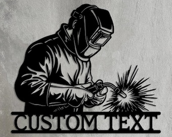 Custom Welder Metal Sign, Personalized Welding Shop Wall Art, Garage Decor for Him, Father's Day Gift for Dad, Garage Workshop Name Sign