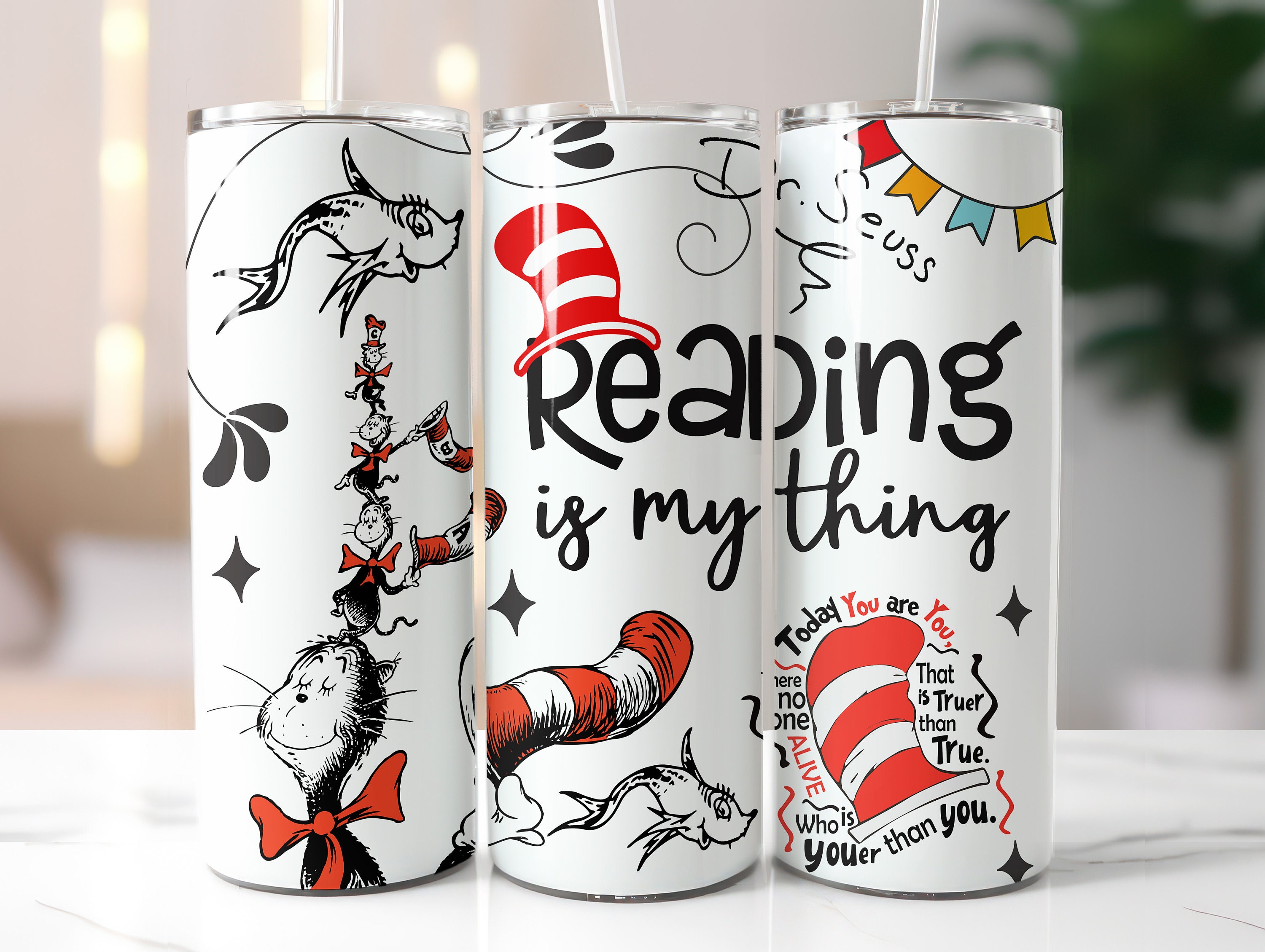 Discover Dr Seuss Reading Is My Thing Tumbler, 20 oz Cat In Hat Tumbler