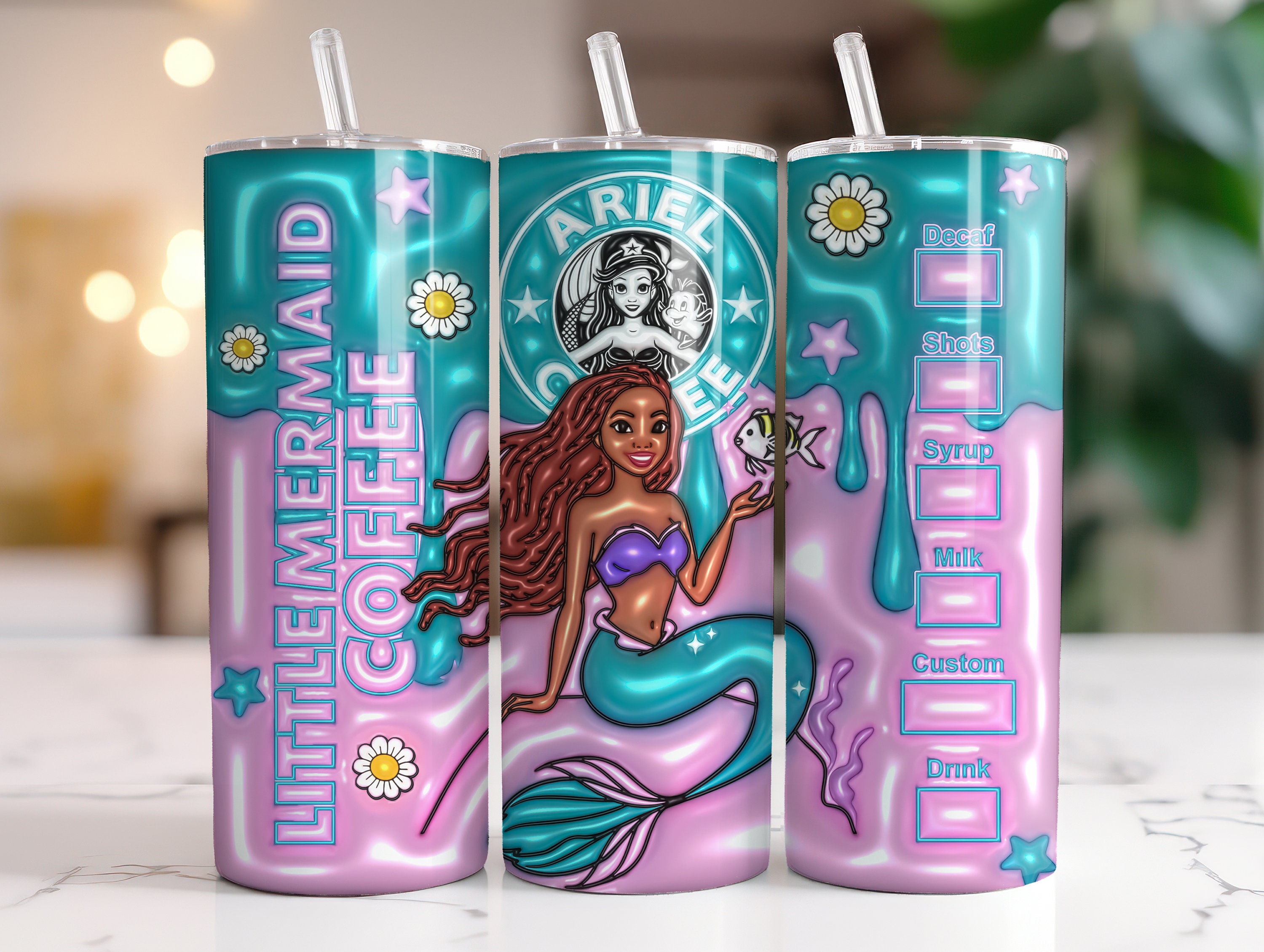 Little Mermaid Starbucks Glitter 20oz Tumbler Cup – Designs by Noelly