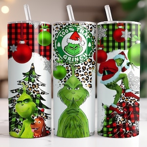 Stainless Steel 40 oz Grinch Tumbler Cup with Handle and Lid, Grinch Cup  Insulated Tumbler with Silicone Boot, Large Travel Water Bottle Christmas