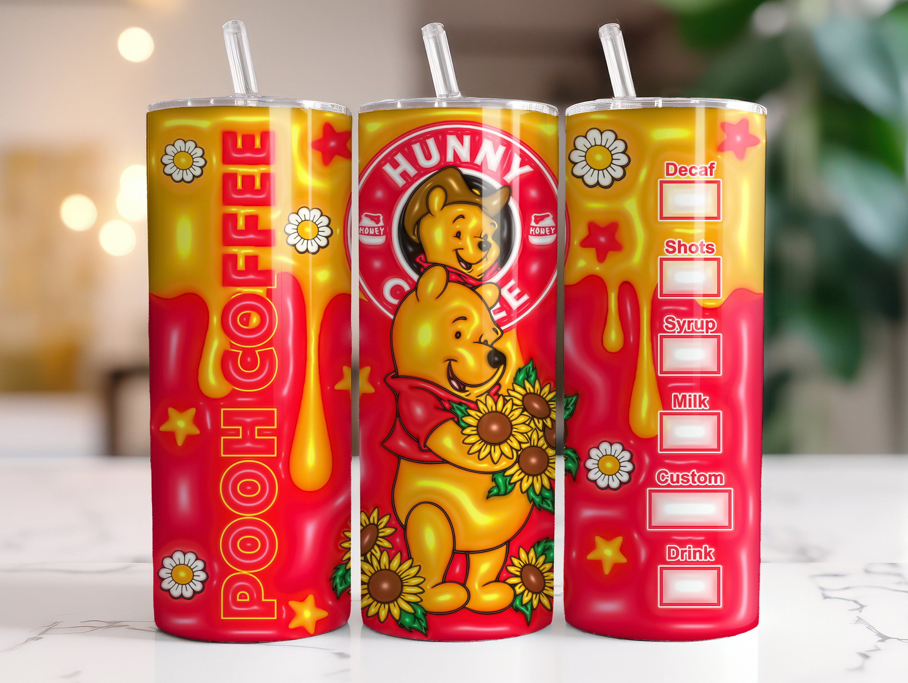 Disney Winnie the Pooh Character Toss 20-Ounce Carnival Cup With Reusable  Straw and Leakproof Lid, Plastic Cold Cup For Boba Milk Tea Beverage Home  & Kitchen Essentials