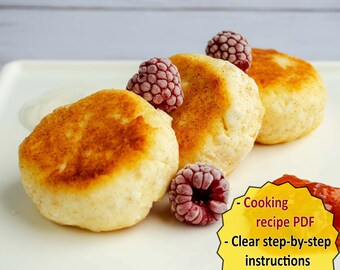 UKRAINIAN CHEESE Pancakes Recipe PDF, Ukrainian Breakfast Recipe Printable for Family Recipe Book, Instant Download, Cooking Cookbook