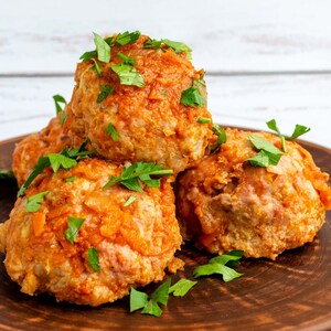 PDF de receita de almôndegas no forno com molho, receita de comida para livro de receitas de família, download instantâneo de receita fácil para impressão em caixa de receitas