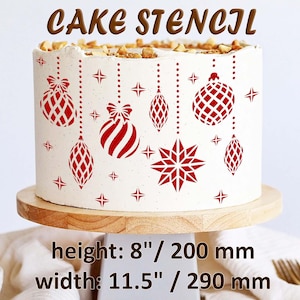 Christmas Tree Balls Cake Stencil: Buttercream & Airbrush Decor