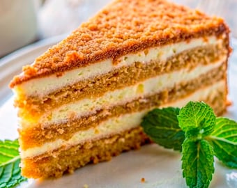 Ukrainian Medovik Honey Cake Recipe, Classic Dessert (PDF Download)