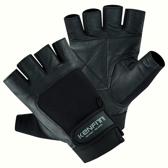 Weight Lifting Gym Gloves Leather Palm extra Padding for Weightlifting Powerlifting Bodybuilding Fitness Training Cycling KENFIT