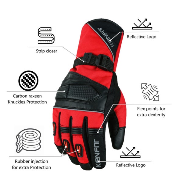 Motorbike Motorcycle Gloves Thermal Winter Embedded Knuckle Protection By KENFIT