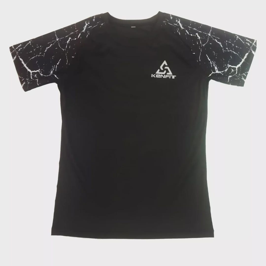 Kenfit Black Rash Guard, Silver-white Sleeve, Compression Top - Etsy