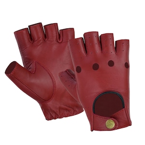 Men&#39;s Fingerless Real Leather Chauffeur Driving Gloves Vintage Closure By Kenfit
