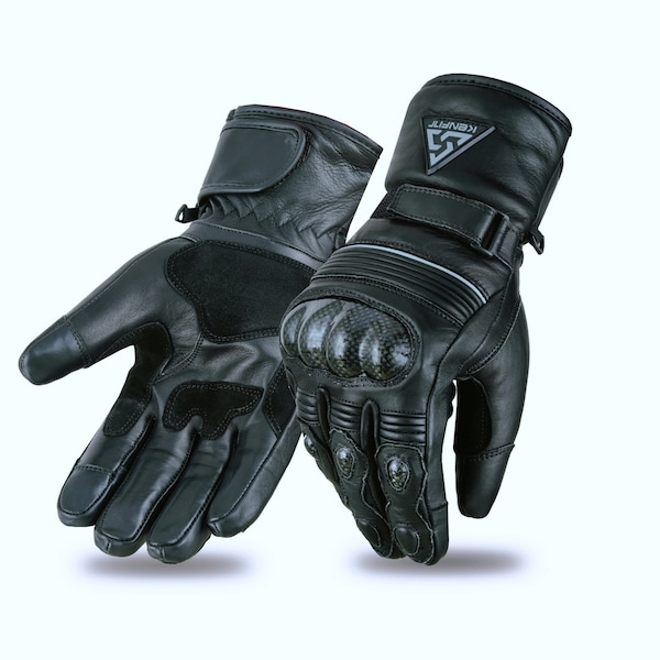 Motorbike Motorcycle Leather Gloves Thermal Winter TPU Knuckle Protection By KENFIT