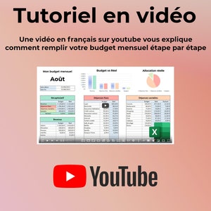 Budget Mensuel Excel en Français Tableau Excel pour Gérer son Budget Personnel ou Familial Feuille Excel 100% en Francais image 6