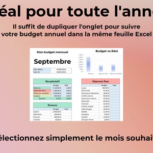 Budget Mensuel Excel en Français Tableau Excel pour Gérer son Budget Personnel ou Familial Feuille Excel 100% en Francais image 4
