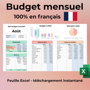 Excel Monthly Budget in French | Excel Table to Manage Your Personal or Family Budget | Excel Sheet 100% in French