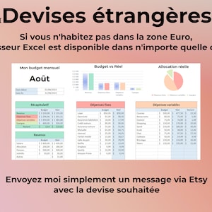 Budget Mensuel Excel en Français Tableau Excel pour Gérer son Budget Personnel ou Familial Feuille Excel 100% en Francais image 5
