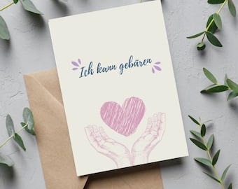 I can give birth affirmation, gift girlfriend postcard, birth affirmation, relaxed birth, affirmation pregnancy, baby shower