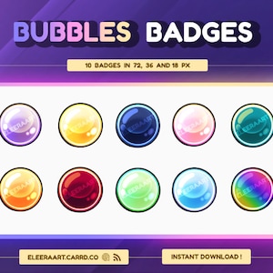 10 Bubbles Badges for Sub & Bits Twitch/YouTube/Discord