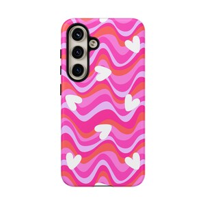 Colorful Heart Pattern Phone Case - Tough Cases, Gift for Her, Cute Phone Cover, Valentine&#39;s Day, Trendy Accessory, Stylish Protection