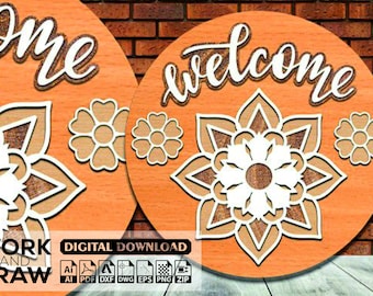 Welcome Sign Laser Cut Door Hanger