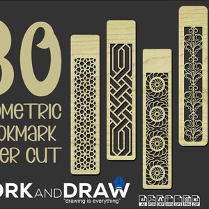 Peut inclure: Un ensemble de 30 designs de signets géométriques découpés au laser. Les signets sont en bois et présentent des motifs complexes. Les motifs comprennent une variété de formes géométriques, telles que des cercles, des carrés et des triangles. Les signets sont parfaits pour ajouter une touche de style à n'importe quel livre.