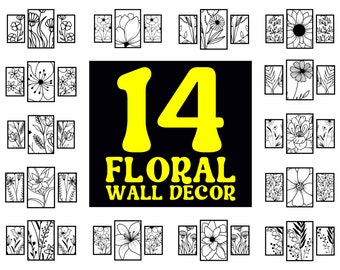 Paquete de paneles de decoración de arte de pared de flores, archivos cortados con láser, Svg, Dxf. Archivos de corte por plasma,
