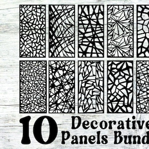 10 Decorative Panels Bundle, Abstract Mosaic , room divider, cnc files , fence privacy screen, SVG, EPS, DXF, template Cnc, router Cutting