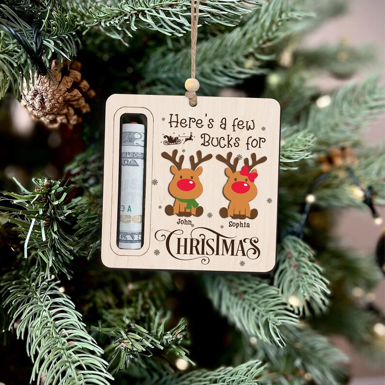Personalized Cute Money Holder Christmas Ornament Heres A Etsy