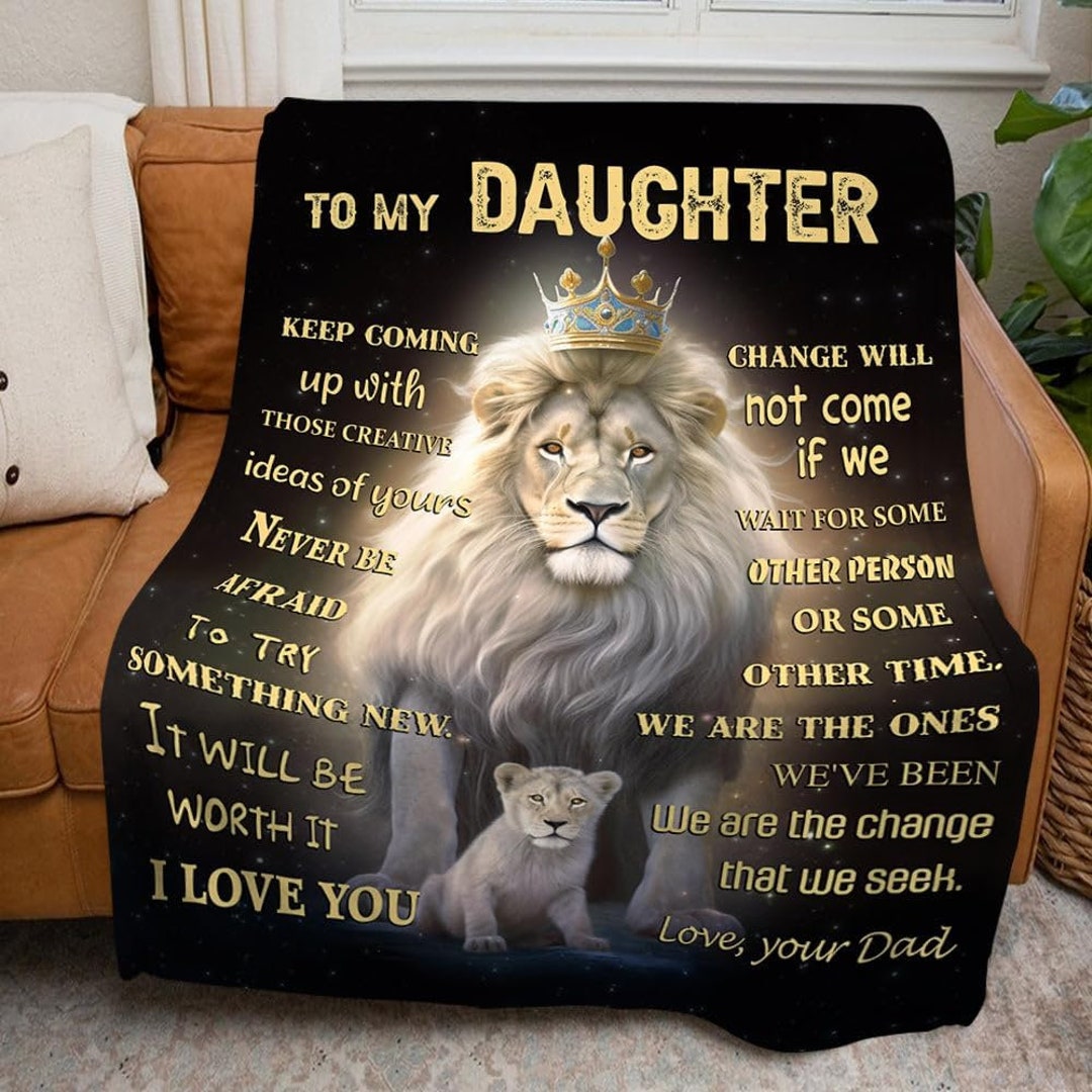 To My Daughter From Dad Fleece Sherpa Blanket, Custom Name Blanket