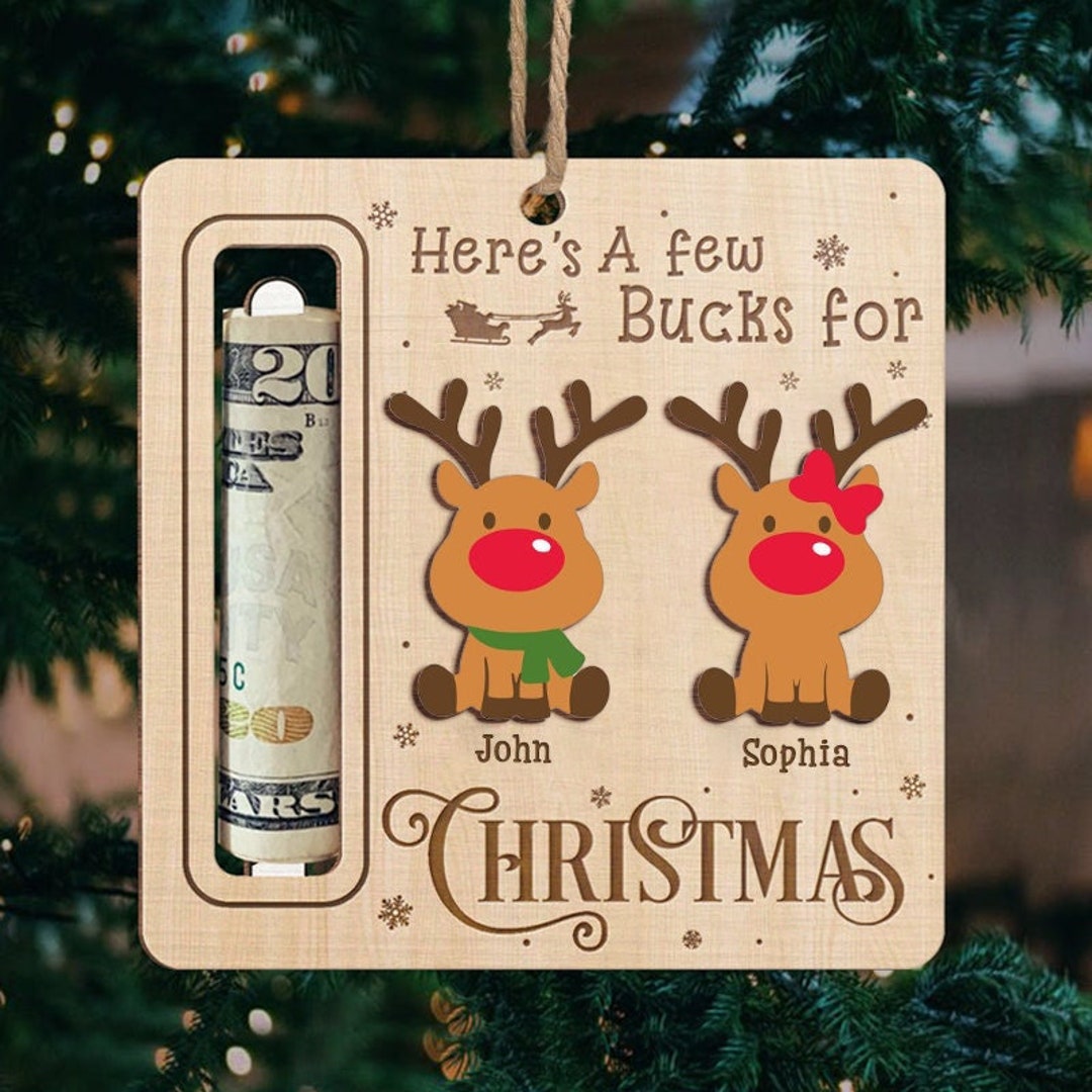 Personalized Cute Money Holder Christmas Ornament Heres A Etsy