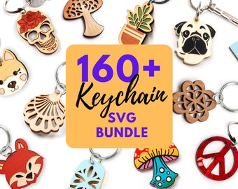 Premium Keychain SVG Bundle - Laser Cut Files for Boho, Engraved, Wooden, and Retro Keychains DIGITAL DOWNLOAD