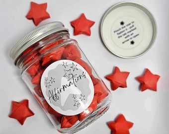 Affirmation Star Jars  - Handmade 3D Origami - Inspirational Gift - Self Love - Self Care - Mindfulness - Thoughtful Personal Gifts