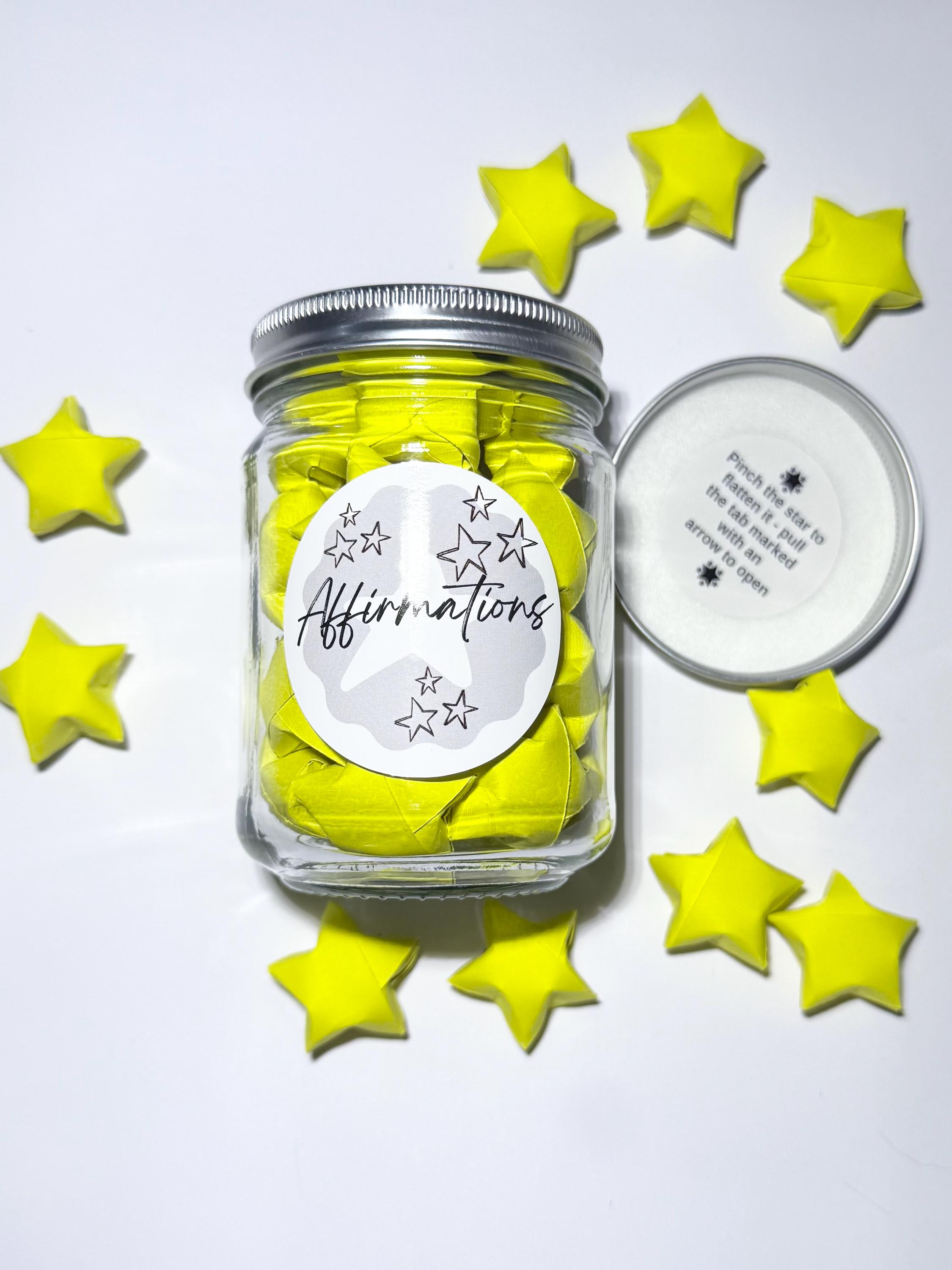 Affirmation Stars in Jars - 3D Handcrafted, Motivational Self-Care Gifts, Positive Daily Inspiration, Thoughtful, Housewarming Gifts