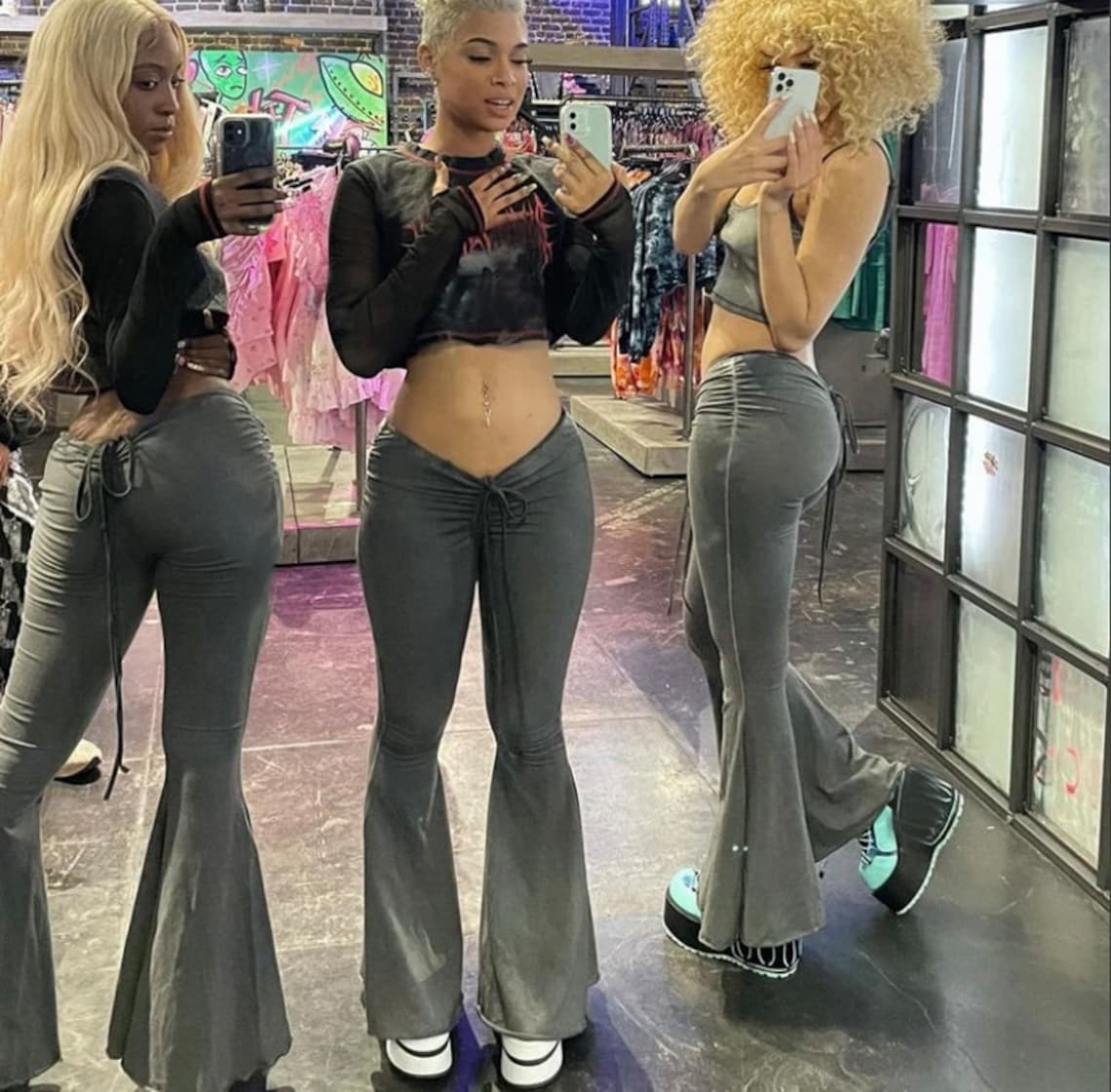 Drawstring Waist Flared Pants