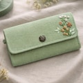 Personalized Cottagecore Corduroy Long Wallet, Floral Embroidered Purse, Custom Name Fabric Gift product logo