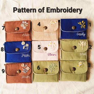 Embroidered Linen Wallet, Women Mini Wallet, Embroidery Handheld Wallet, Hand- embroidered Purse, Embroidery Card Wallet