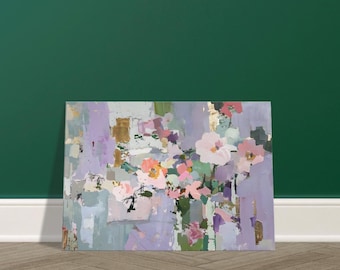Abstract floral painting of flowers and architecture, Abstract flower painting, Floral artwork, Canvas