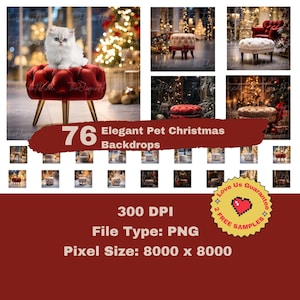 Elegant Pet Christmas Backdrops For Cat Photography Digital Overlay For Dog Photo Shoots Kitten Background Photoshop Fine Art Textures Puppy