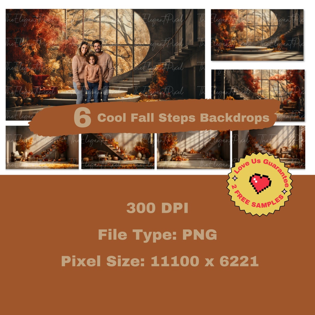 Cool Fall Steps Digital Backdrops for Family Photographs Photoshop ...