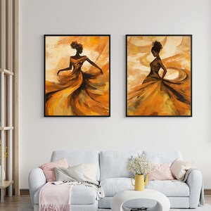 X2 Twin Abstract Portraits of Diversity | Black-Owned Modern Art Digital Prints For Wall / Bedroom Decor