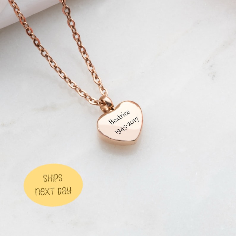 Heart Urn Necklace for Ashes, Personalized Memorial Keepsake Jewelry 