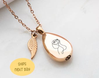 Custom Dog Memorial Necklace, Pet Cremation Urn, Teardrop Ashes Jewelry with Personalization Options, Personalized Remembrance Keepsake