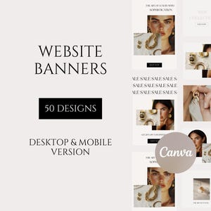 Peut inclure: Une collection de bannières de site Web mettant en vedette des bijoux et le texte "The Art of Luxury with Sophistication", "New Collection", "Sale Sale Sales", "FAQ's" et "New Collection". Les bannières sont conçues pour une utilisation sur ordinateur de bureau et mobile.